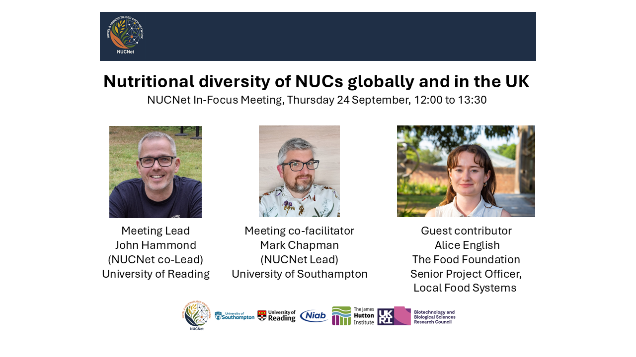 NUCNet In-Focus Meeting: Nutritional Diversity of NUCs Globally and in the UK